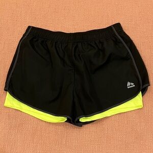 RBX lined wm’s med Black Athletic running Shorts with inner pocket & drawstring